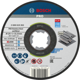 Conjunto de 10 discos de corte X-Lock padrão para inox 125x1 mm Bosch
