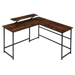 Escritorio industrial soporte móvil 140x130x76,5 cm madeira oscura