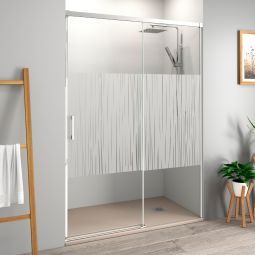 Ecrã de chuveiro frontal deslizante 155cm (adaptável 149-154cm)brilho cromo