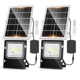 Aigostar 50w solar outdoor spotlights com controlo remoto cct, 2pcs