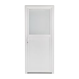Porta de entrada de serviço em PVC branco com vidro 90x210cm direita