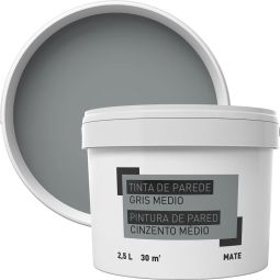 Tinta para paredes cinzento médio 2,5 l