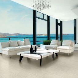 Pavimento porcelânico efeito pedra creme 30x60cm C2 Soft Lime stone