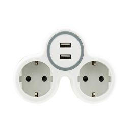 ADAPTADOR 2 TOMADAS + 2 USB CINZA E BRANCO