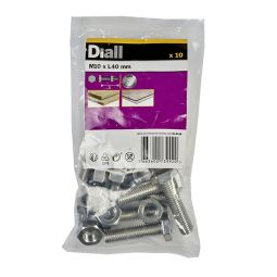 10 PARAFUSOS SEXTAVADOS MÉTRICOS INOXIDÁVEL 10 X 40 DIALL