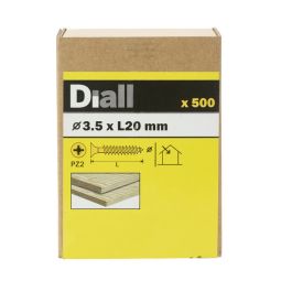 500 parafusos para madeira pozidriv 3,5 x 20 mm Diall