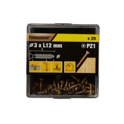 20 parafusos para madeira pozidriv premium 3 x 12 mm Turbodrive
