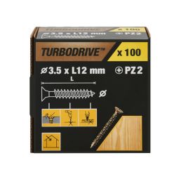 100 parafusos para madeira pozidriv premium 3,5 x 12 mm Turbodrive