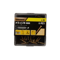 20 parafusos para madeira pozidriv premium 3 x 16 mm Turbodrive