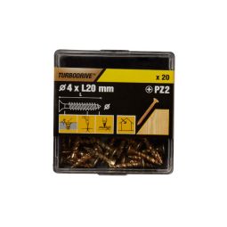 20 parafusos para madeira pozidriv premium 4 x 20 mm Turbodrive