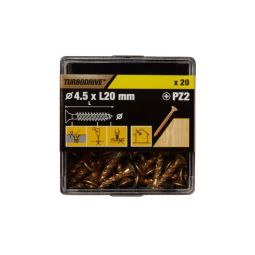 20 parafusos para madeira pozidriv premium 4,5 x 20 mm Turbodrive