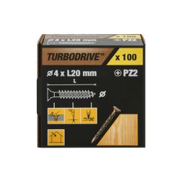 100 parafusos para madeira pozidriv premium 4 x 20 mm Turbodrive