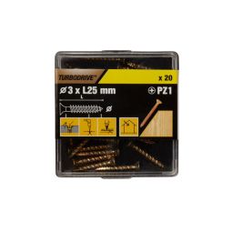 20 parafusos para madeira pozidriv premium 3 x 25 mm Turbodrive