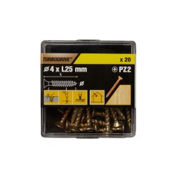 20 parafusos para madeira pozidriv premium 4 x 25 mm Turbodrive