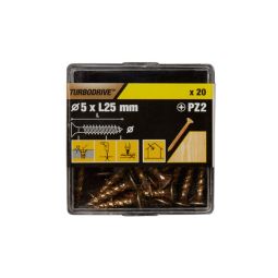 20 parafusos para madeira pozidriv premium 5 x 25 mm Turbodrive