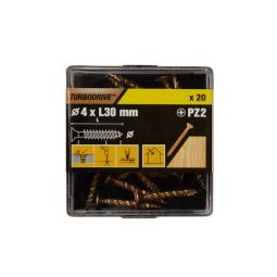 20 parafusos para madeira pozidriv premium 4 x 30 mm Turbodrive