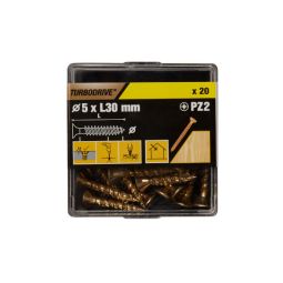 20 parafusos para madeira pozidriv premium 5 x 30 mm Turbodrive