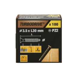 100 parafusos para madeira pozidriv premium 3,5 x 30 mm Turbodrive