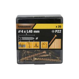 20 parafusos para madeira pozidriv premium 4 x 40 mm Turbodrive