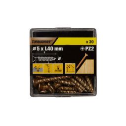 20 parafusos para madeira pozidriv premium 5 x 40 mm Turbodrive
