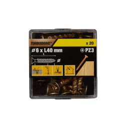 20 parafusos para madeira pozidriv premium 6 x 40 mm Turbodrive