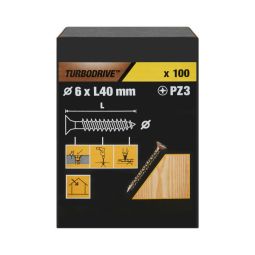 100 parafusos para madeira pozidriv premium 6 x 40 mm Turbodrive