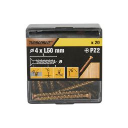 20 parafusos para madeira pozidriv premium 4 x 50 mm Turbodrive