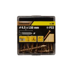 20 parafusos para madeira pozidriv premium 4,5 x 50 mm Turbodrive