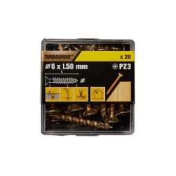 20 parafusos para madeira pozidriv premium 6 x 50 mm Turbodrive