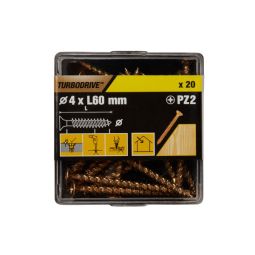 20 parafusos para madeira pozidriv premium 4 x 60 mm Turbodrive