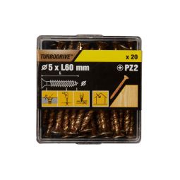 20 parafusos para madeira pozidriv premium 5 x 60 mm Turbodrive