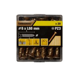 20 parafusos para madeira pozidriv premium 6 x 60 mm Turbodrive