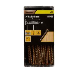 20 parafusos para madeira pozidriv premium 5 x 80 mm Turbodrive