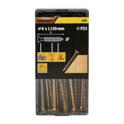 20 parafusos para madeira pozidriv premium 6 x 120 mm Turbodrive