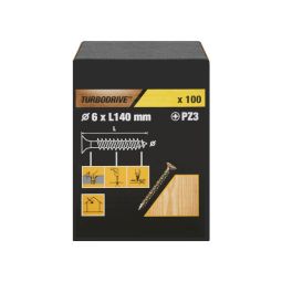 100 parafusos para madeira pozidriv premium 6 x 140 mm Turbodrive