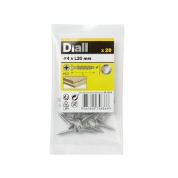 20 parafusos de aço inoxidável para madeira 4 x 20 mm Diall