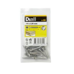 20 parafusos de aço inoxidável para madeira 4 x 30 mm Diall