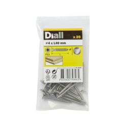 20 parafusos de aço inoxidável para madeira 4 x 40 mm Diall