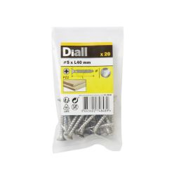 20 parafusos de aço inoxidável para madeira 5 x 40 mm Diall