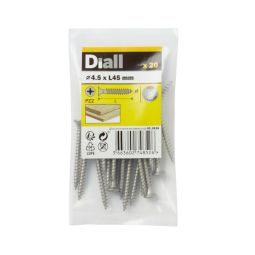 20 parafusos de aço inoxidável para madeira 4,5 x 45 mm Diall