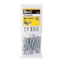 20 parafusos de aço inoxidável para madeira 5 x 50 mm Diall