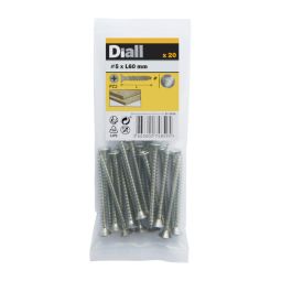 20 parafusos de aço inoxidável para madeira 5 x 60 mm Diall