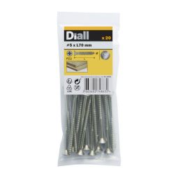 20 parafusos de aço inoxidável para madeira 5 x 70 mm Diall