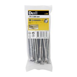 20 parafusos de aço inoxidável para madeira 6 x 80 mm Diall
