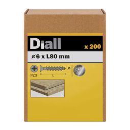 200 parafusos de aço inoxidável para madeira 6 x 80 mm Diall