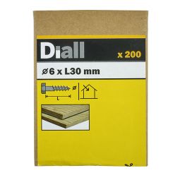 200 parafusos tirefond sextavados 6 x 30 mm Diall