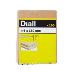 100 parafusos tirefond sextavados 6 x 80 mm Diall