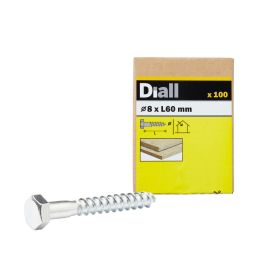 100 parafusos tirefond sextavados 8 x 60 mm Diall