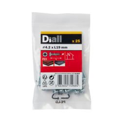 25 parafusos autoperfurantes de aço 4,2 x 19 mm Diall
