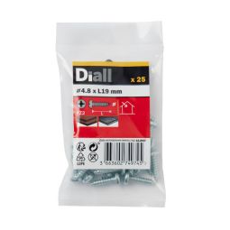 25 parafusos autoperfurantes de aço 4,8 x 19 mm Diall